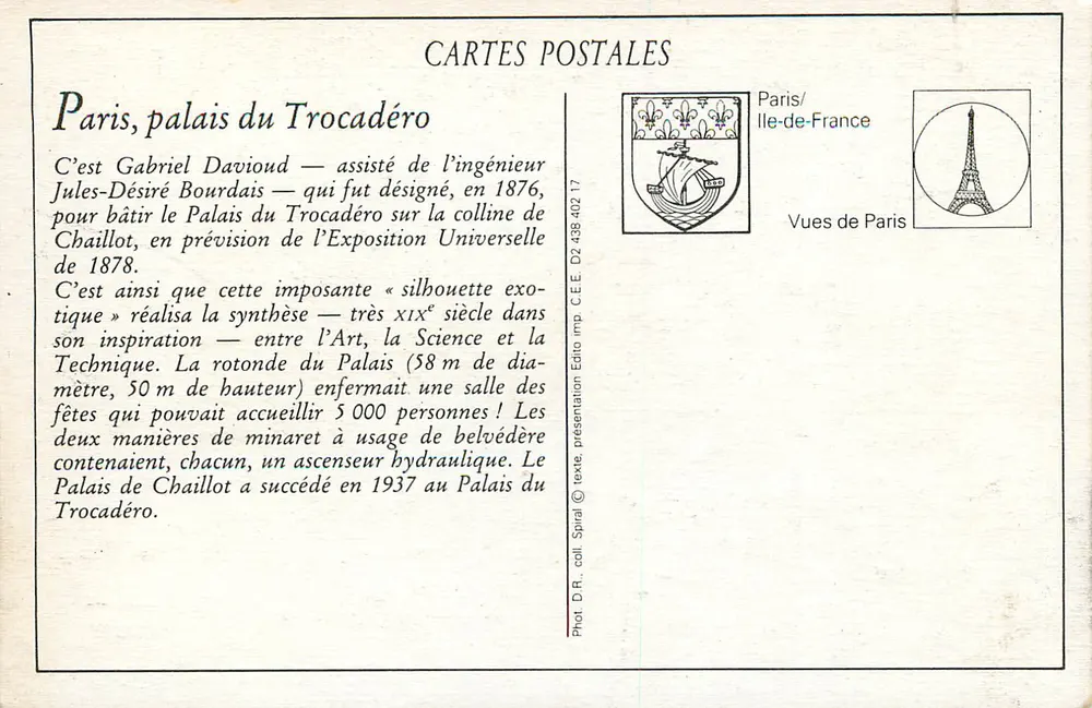 Paris — O Trocadéro — L.D. - Verso