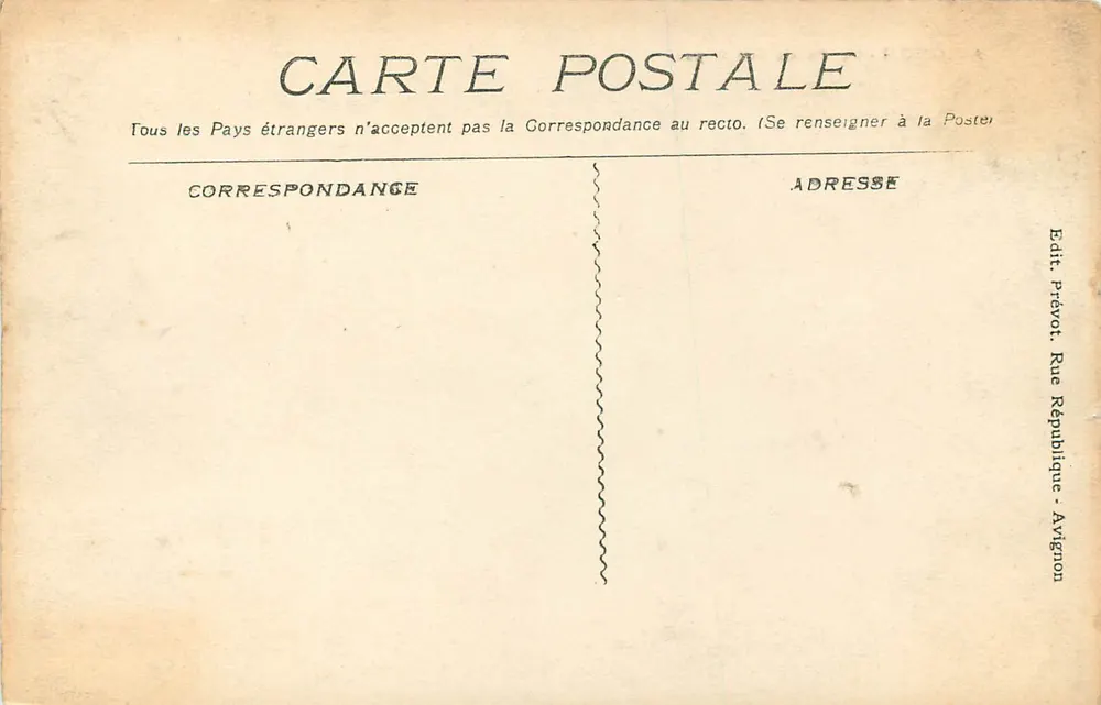 Avignon - O Palácio dos Papas — editor Prévot, Avignon - Verso