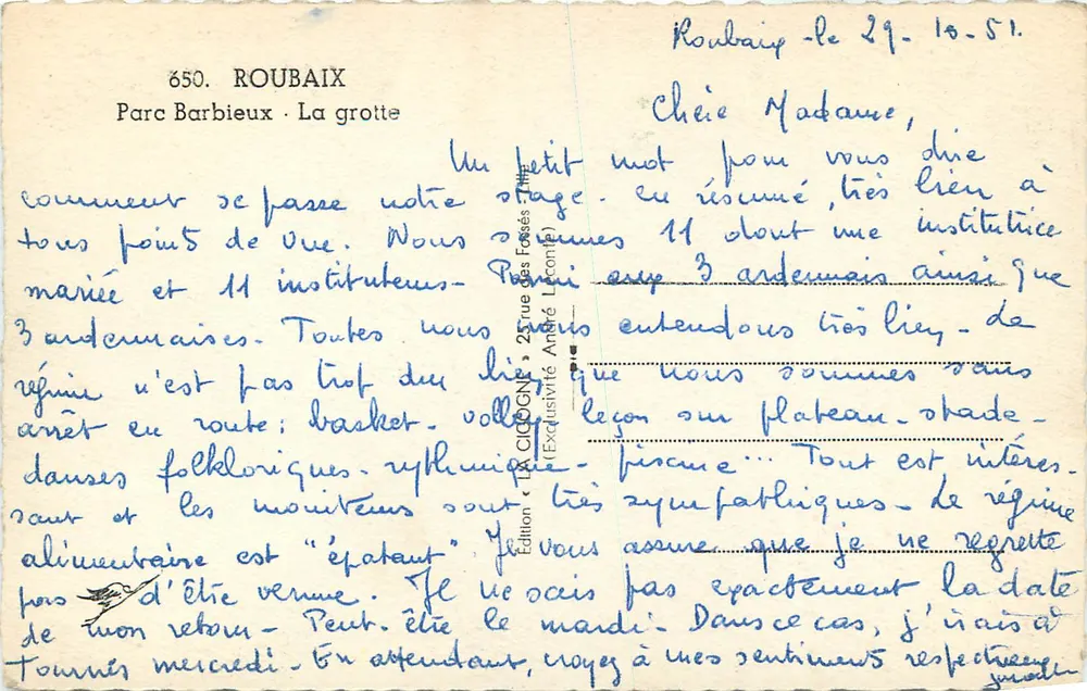 La Cigogne — Parc Barbieux, Roubaix — Edição CIGOGNE - Verso