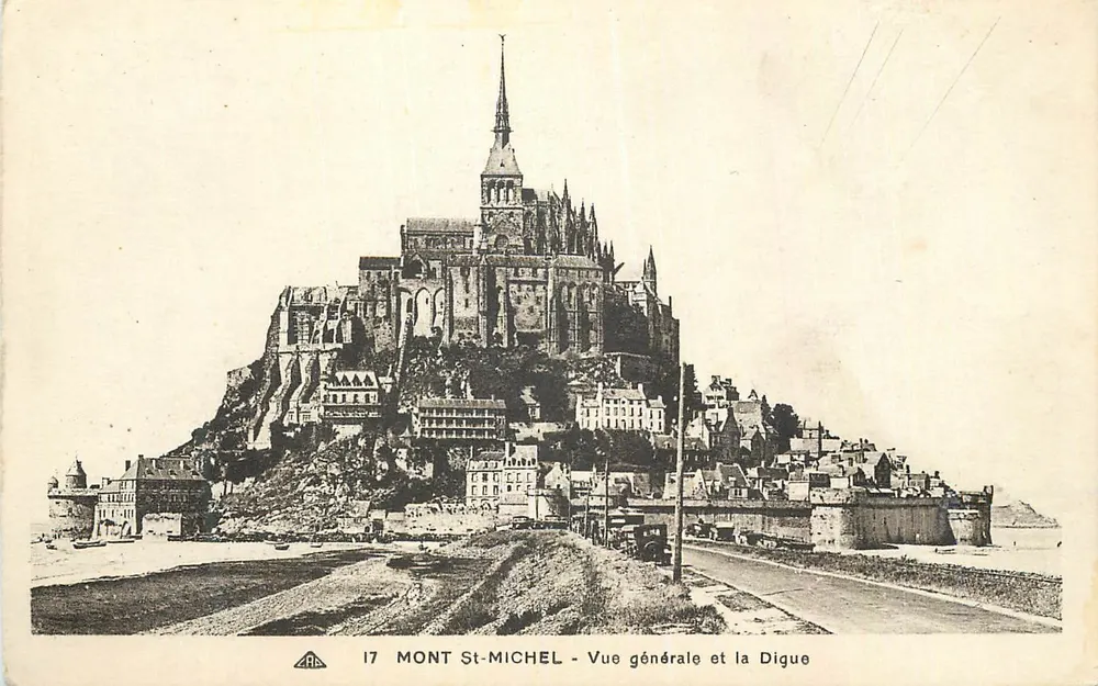 Mont Saint-Michel — Vue générale et la Digue — Cie des Arts Photomécaniques Strasbourg, n°17 - Recto
