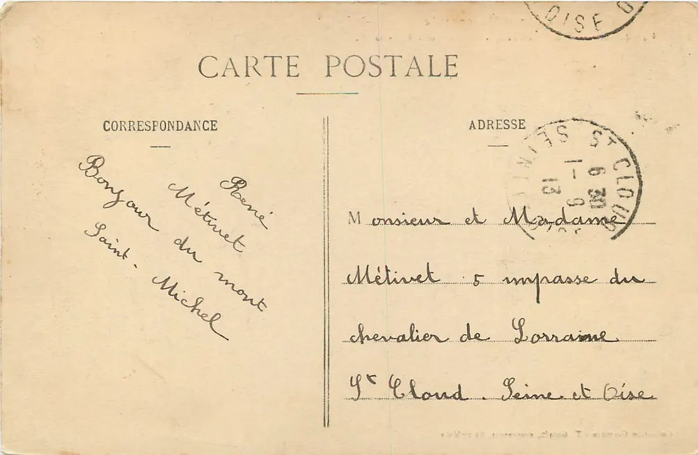 Mont-Saint-Michel — Ansicht von der Nordostseite — T. Guérin, Nachfolger, Saint-Malo - Rückseite
