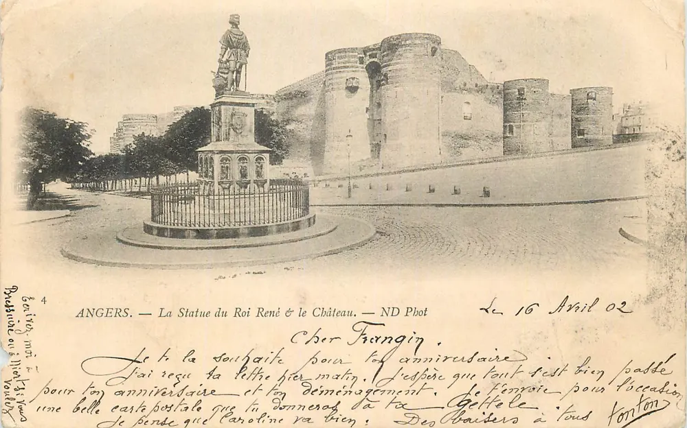Angers — Die Statue des Königs René & das Schloss — ND Phot - Vorderseite