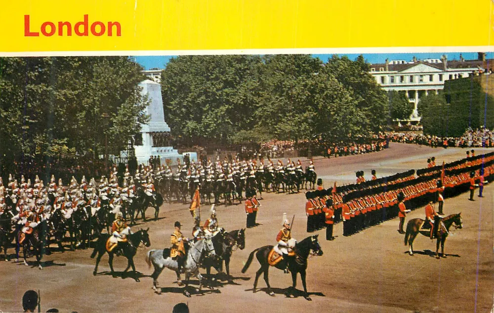 Trooping the Colour, Horse Guards Parade — London — Cotman-Color Series, Jarrold & Sons Ltd - Recto