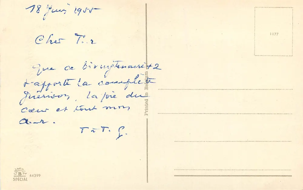 Rosas vermelhas — Aniversário — Impresso em Berlim, n° 44399 - Verso