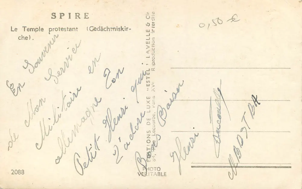 O Templo Protestante (Gedächtniskirche) — Espira — Éditions Lavelle & Cie, Paris - Verso