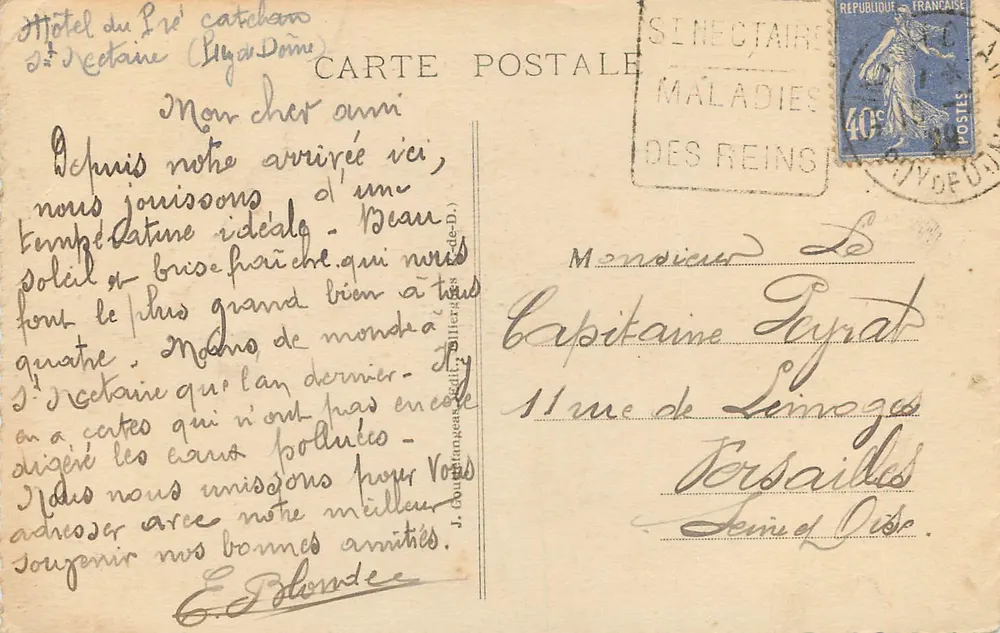 Cachoeira das Granges — Saint-Nectaire, Auvergne — editor G. D'O. n° 526 - Verso