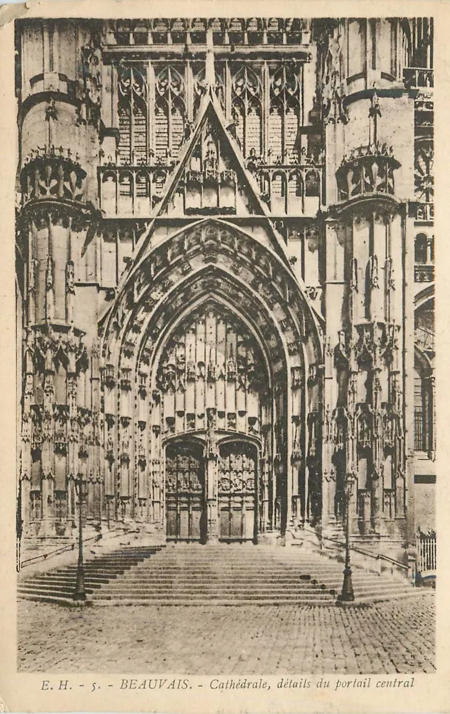 Beauvais — Cathédrale, détails du portail central — E.H. - 5 - Recto