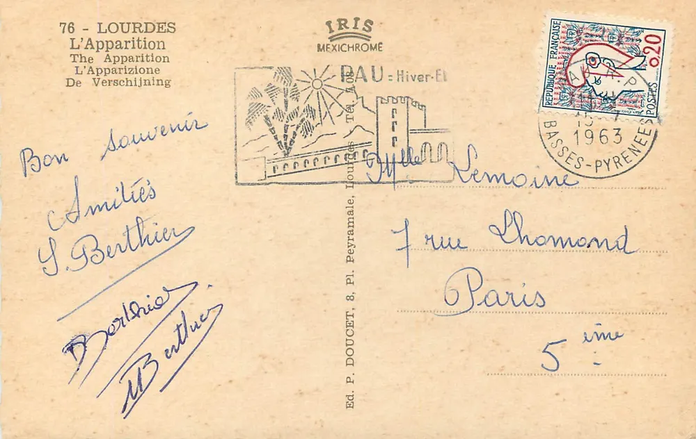 Lourdes — Aparição de Nossa Senhora de Lourdes — Editor IRIS - Verso