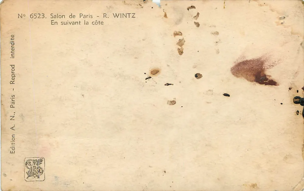 Küstenansicht — Entlang der Küste — R. WINTZ, Paris Salon, n° 6523 - Rückseite