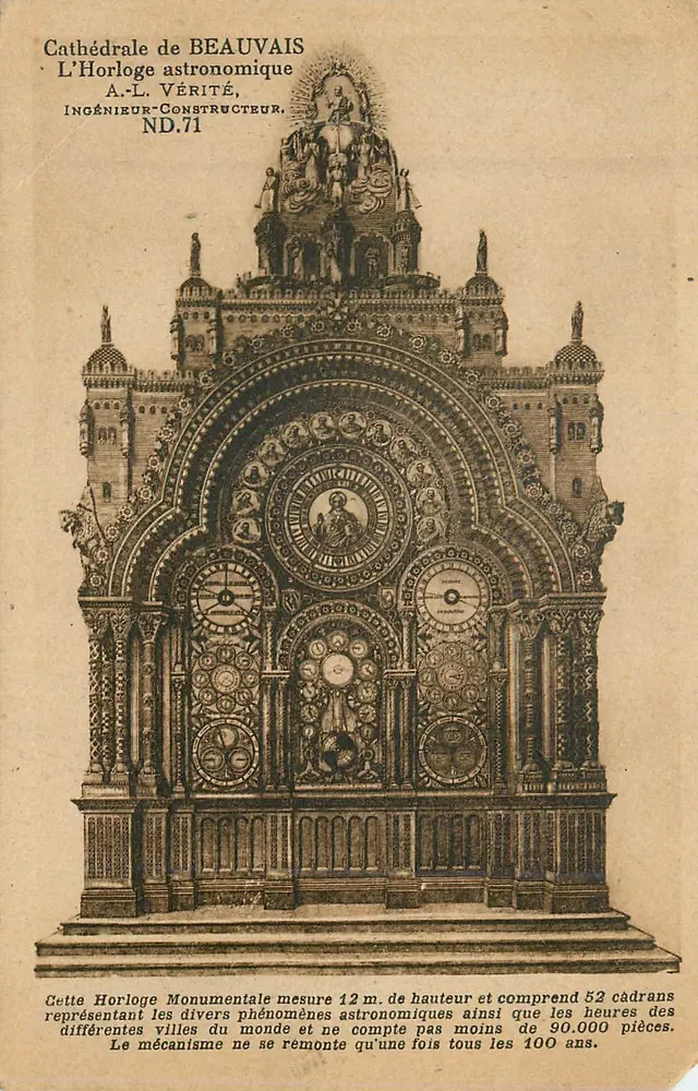 Kathedrale von BEAUVAIS — Die Astronomische Uhr — A.-L. VÉRITÉ, Ingenieur-Bauingenieur, ND.71 - Vorderseite