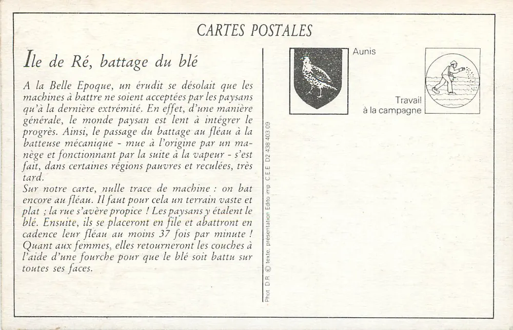 Ilha de Ré — O Batimento do trigo — E. L. D. - Verso