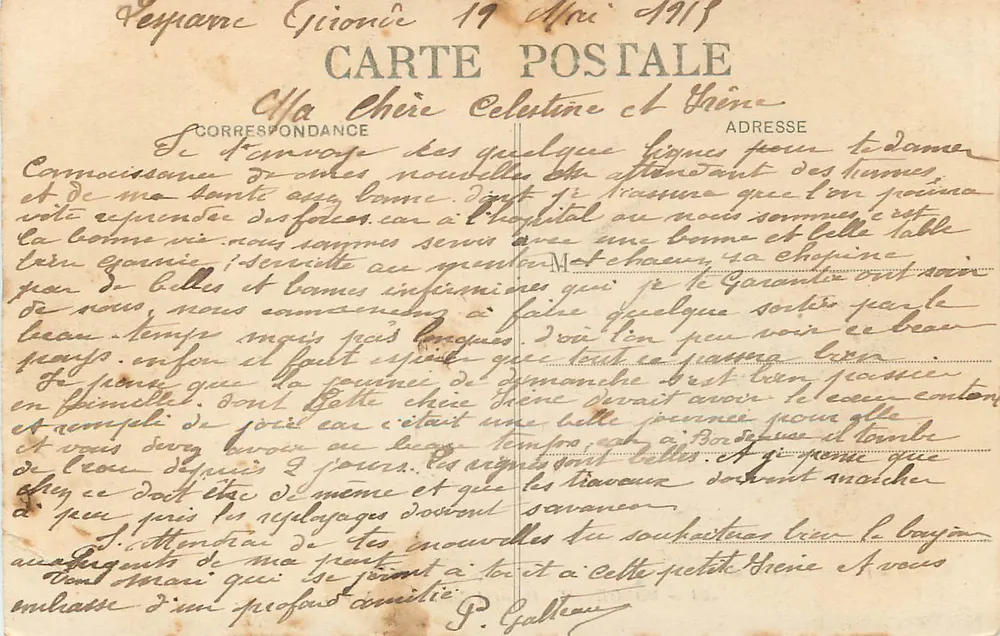 Bordeaux — Ziviler Krankenhaus (Nordseite) — Marcel Delboy, Phototypie, Bordeaux, Nr. 223 - Rückseite