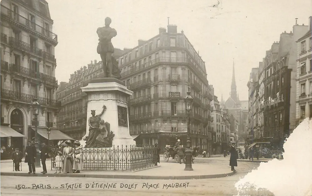 Statue d'Étienne Dolet — Place Maubert — Éditeur : Électrophot, Paris - Frente