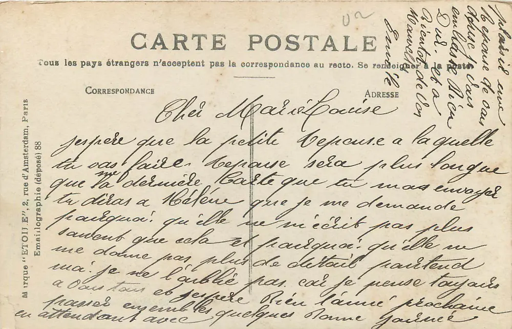 Paris — La Place des Victoires — éditeur E. Etolli, n°116 - Verso