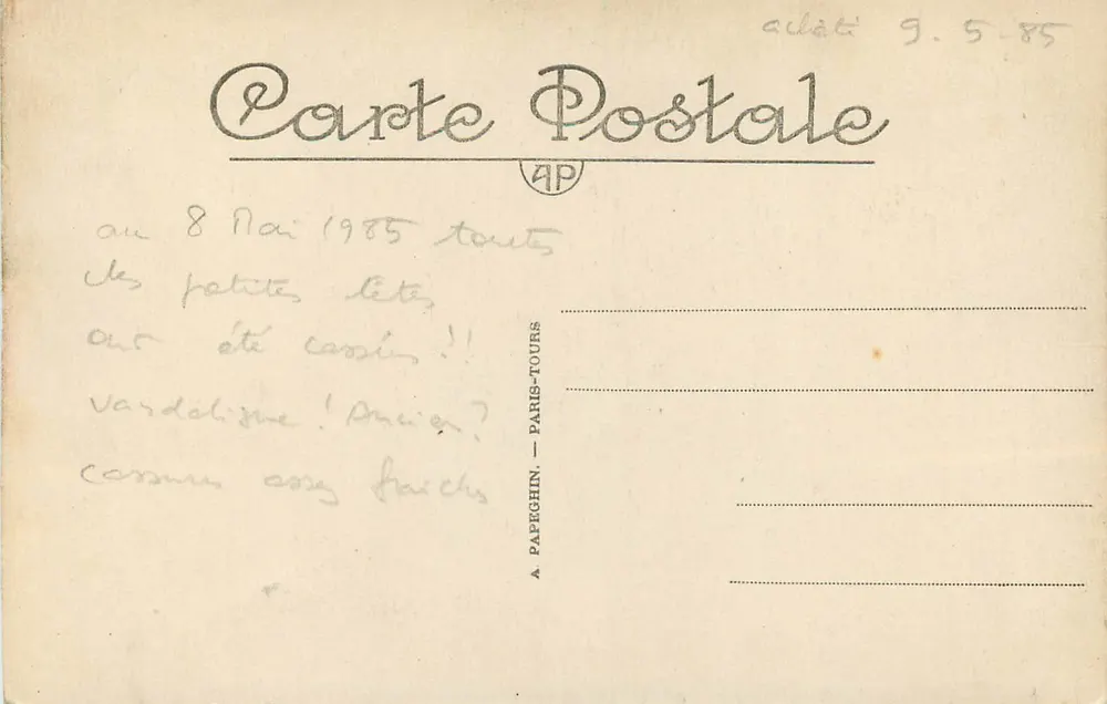 Paris - Jardin des Tuileries - Der Nil und seine Zuflüsse — A.P. n°538 - Rückseite