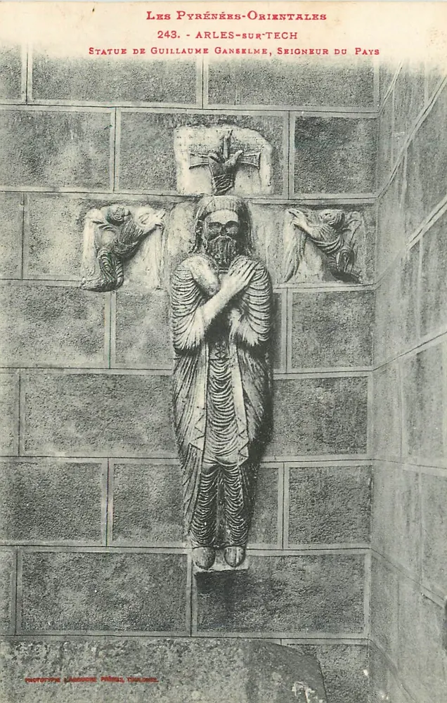 Estátua de Guillaume Ganselme, senhor do país — Arles-sur-Tech — Editor: Fototipia Lacombe Frères, Toulouse — N° 243 - Frente