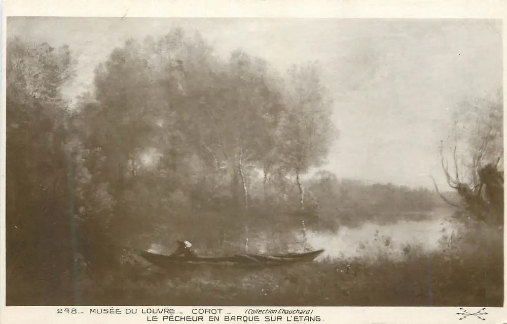 Le Pêcheur en barque sur l'étang — Corot — Musée du Louvre — Collection Chauchard — n° 248 - Recto