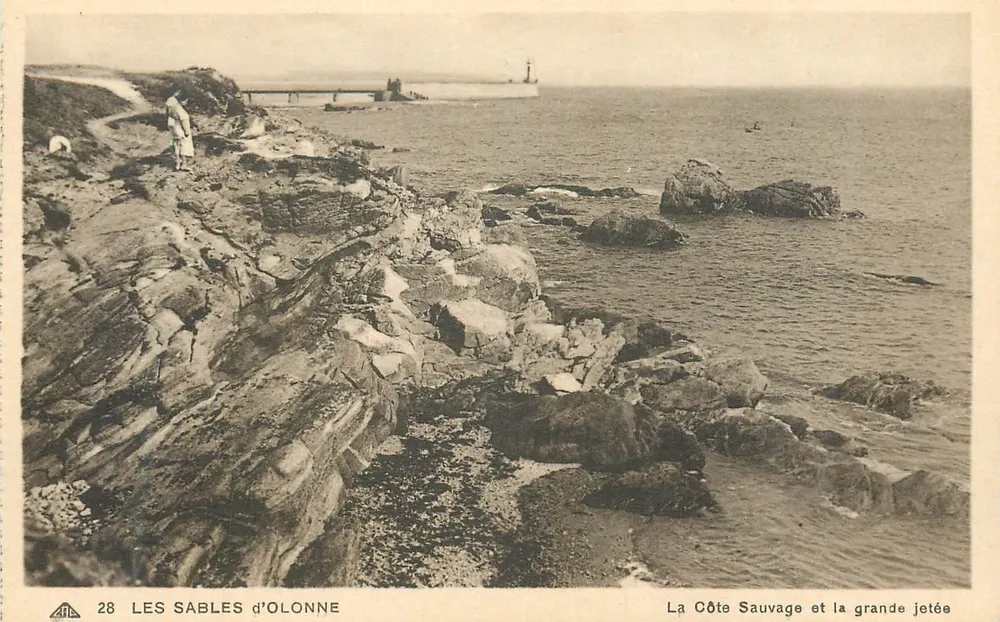 Les Sables d'Olonne — La Côte Sauvage et la grande jetée — Cie des Arts Photomécaniques Strasbourg-Schiltigheim - Recto