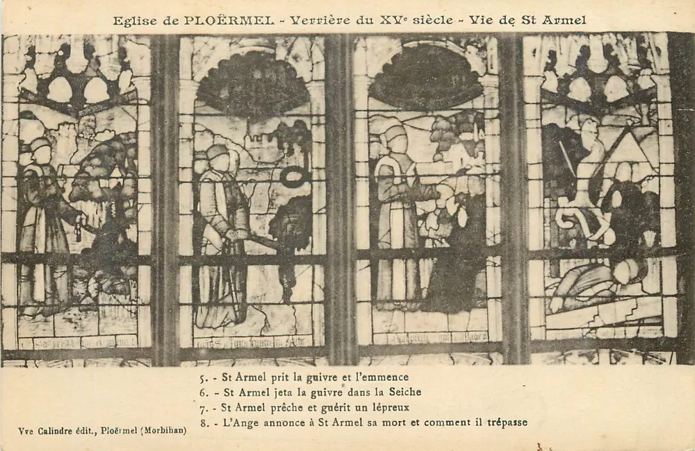 Kirche von PLOËRMEL - Glasfenster des 15. Jahrhunderts - Leben des hl. Armel - Vorderseite