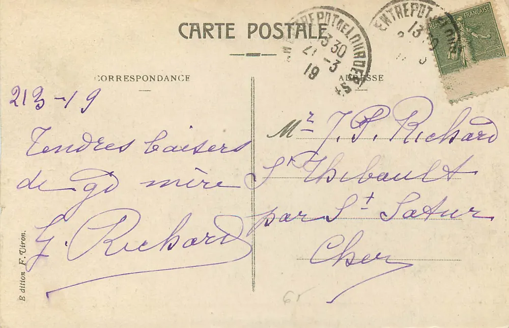 Lourdes — A Gruta. — Edição F. Tiron, n° 56 - Verso