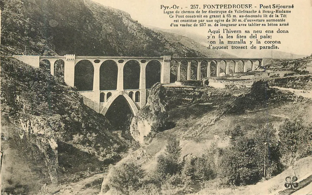 Fontpedrouse - Puente Séjourné — Línea ferroviaria eléctrica Villefranche a Bourg-Madame, Pirineos-Orientales, n°257 - Anverso