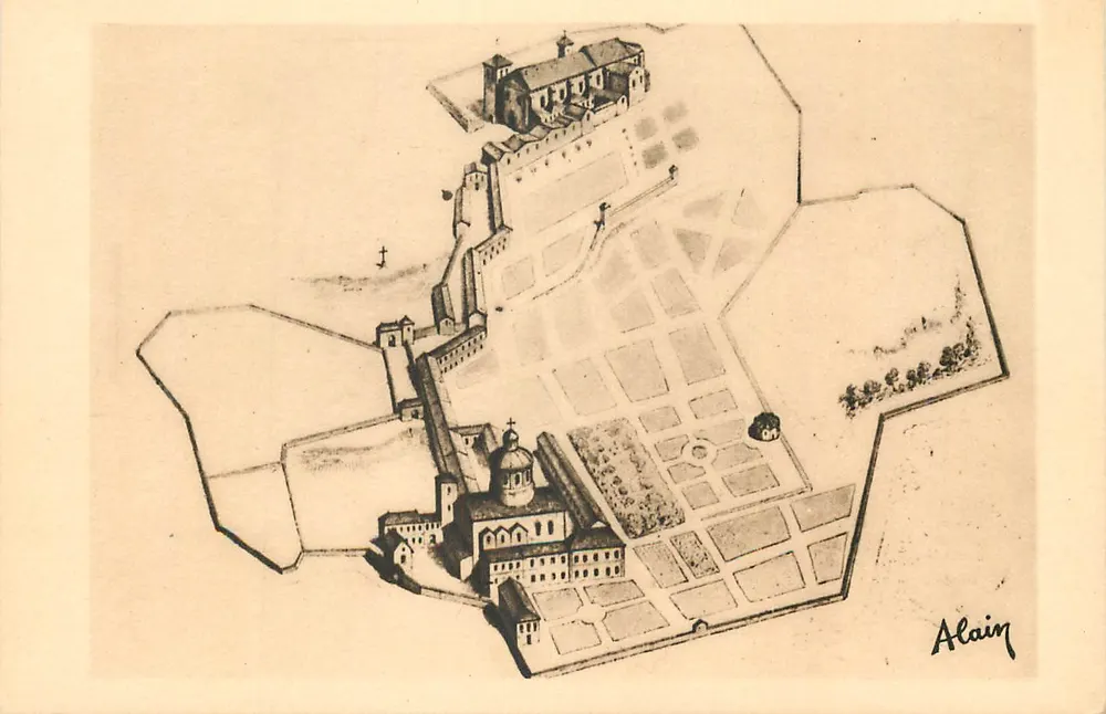 Abtei des Prämonstratenserstifts Saint-Denys — Ansicht aus dem 17. Jahrhundert — Alain - Vorderseite
