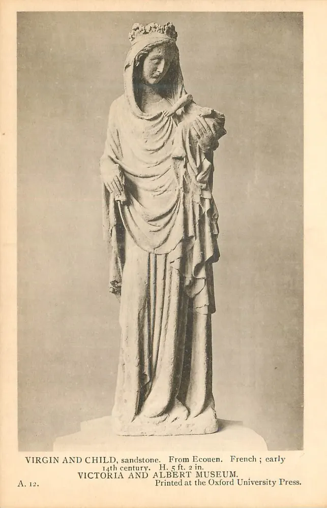 Vierge et Enfant — statue en grès français du 14e siècle — Victoria and Albert Museum, Londres — éditée par l'Université d'Oxford - Recto