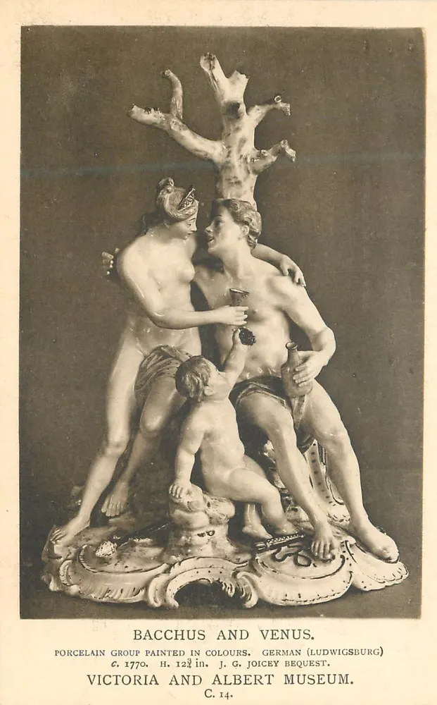 Bacchus et Vénus — groupe en porcelaine peint, musée Victoria and Albert, Londres — éditeur C. 14 - Recto