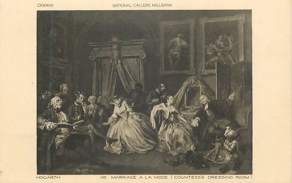Hochzeit à la Mode (Zimmer der Gräfin) — Werk von Hogarth — National Gallery, Millbank - Vorderseite