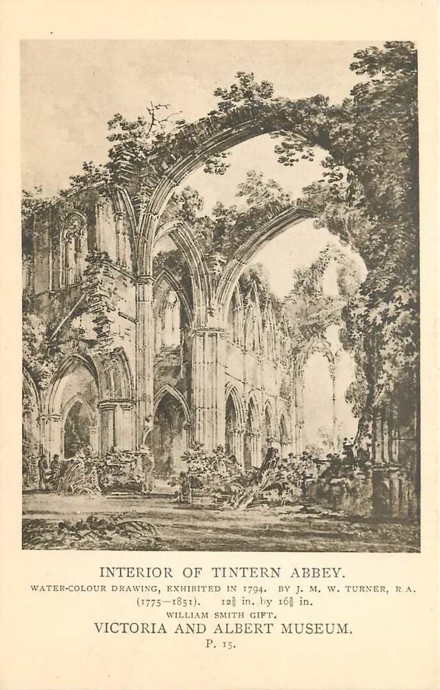 Innenansicht der Tintern Abbey — Aquarellzeichnung von J.M.W. Turner — Geschenk von William Smith, Victoria and Albert Museum, P.15 - Vorderseite