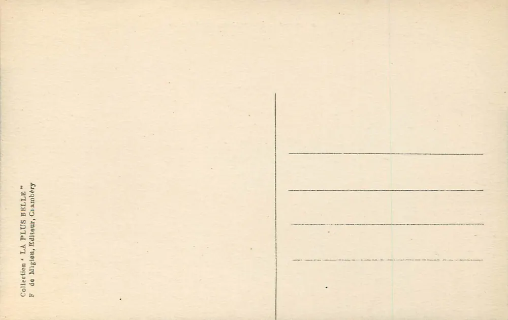 Lago do Bourget - Promontório de Châtillon — Coleção 'LA PLUS BELLE' — Editor F. de Migan, Cranberry - Verso