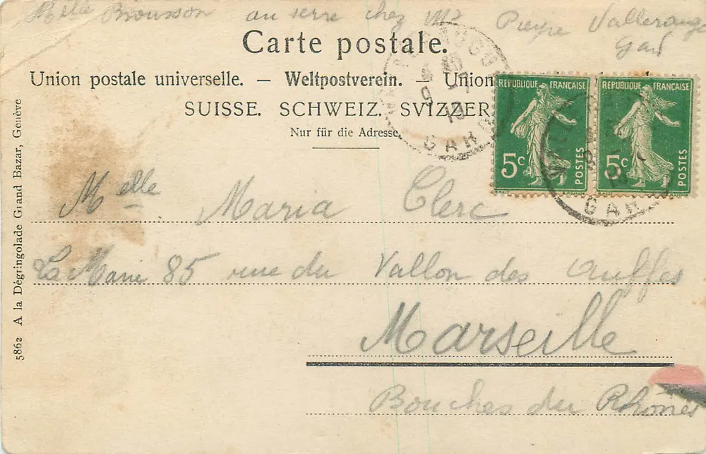 Montanvert — Mer de glace et les Grand Jorasses — éditeur non visible - Verso
