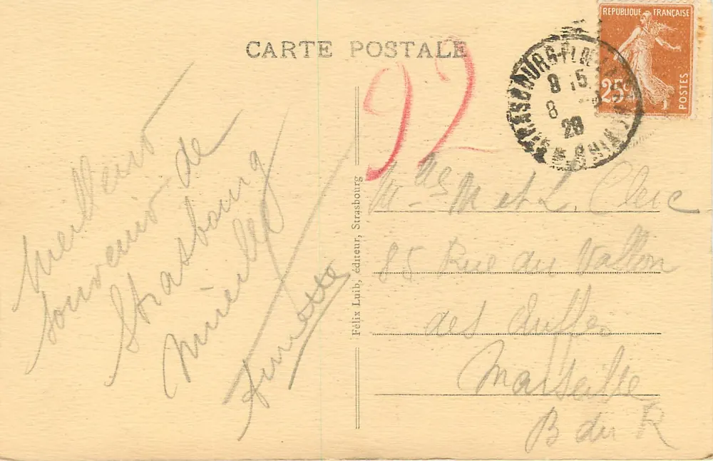 Estrasburgo - Catedral — Editor Félix Luib, número de série não visível - Verso