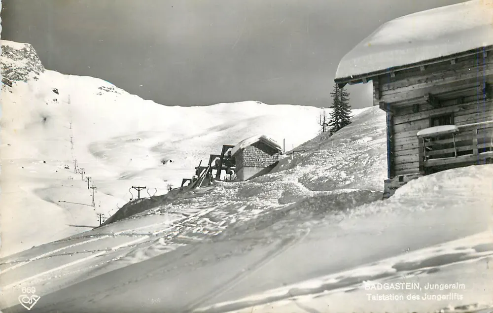 Badgastein, Jungeralm — Estação da base do Jungerlifts — Cosy-Verlag - Frente