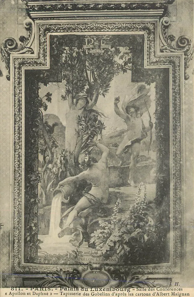 Apollo und Daphne — Tapestry der Gobelins nach den Entwürfen von Albert Maignan — Palast von Luxembourg, Konferenzsaal - Vorderseite