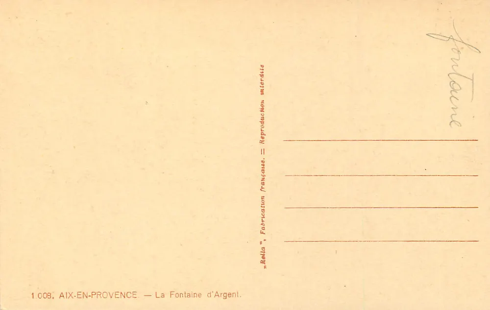Fontaine d'Argent — Aix-en-Provence — Rella - Verso