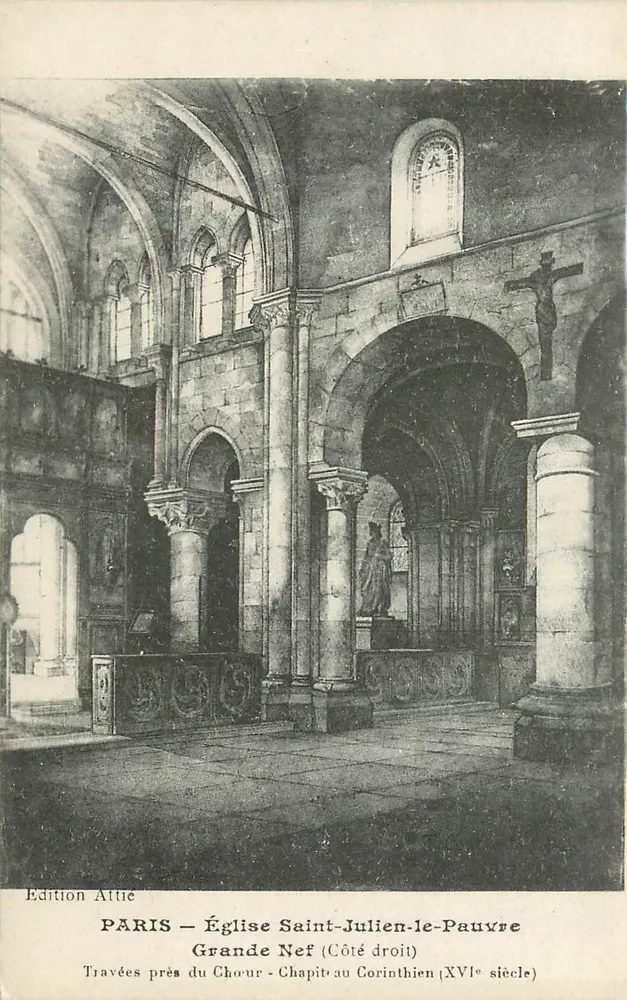 Paris — Kirche Saint-Julien-le-Pauvre — Große Nave (Rechte Seite) — Edition Attie - Vorderseite