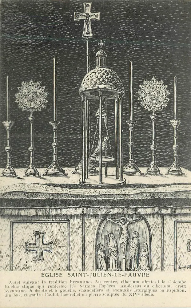 Igreja de São Julião o Pobre — altar bizantino com cibório e bas-relief — Émile Alphonse - Frente