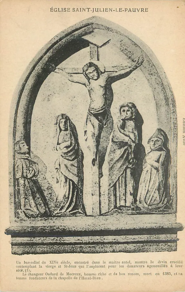 Igreja de Saint-Julien-le-Pauvre — bas-relief do século XIV — Edição Aute - Frente