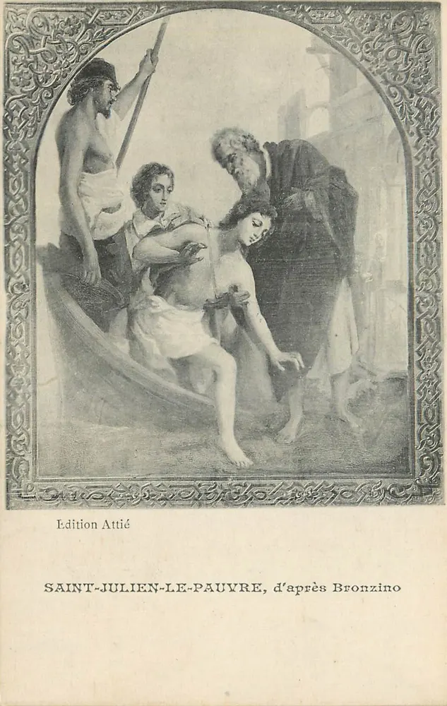 Saint-Julien-le-Pauvre — scène religieuse — d'après Bronzino, Édition Attié - Recto