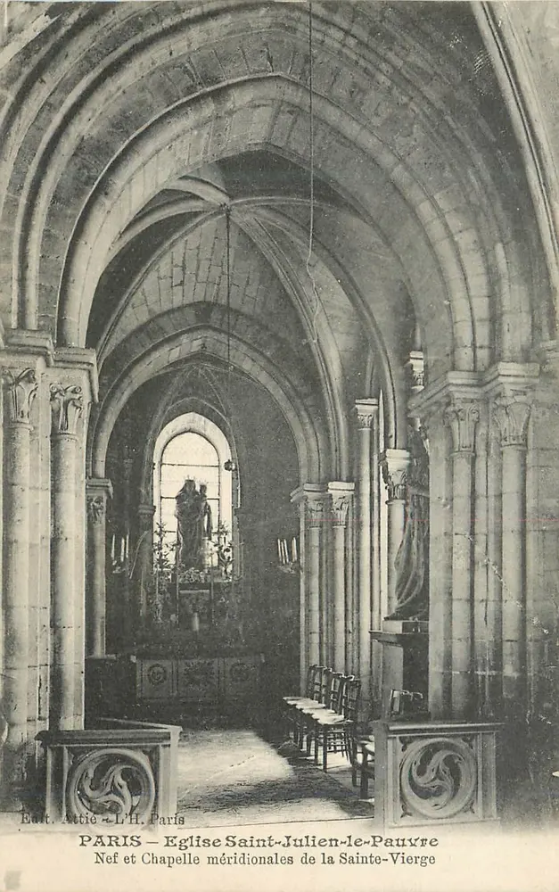 Paris — Église Saint-Julien-le-Pauvre — Nef et Chapelle méridionales de la Sainte-Vierge - Recto