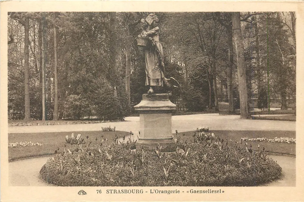 Strasbourg - A Orangerie - « Gaenseliesel » — editor C° Alsacienne des Arts Phonomécaniques, n° 76 - Frente