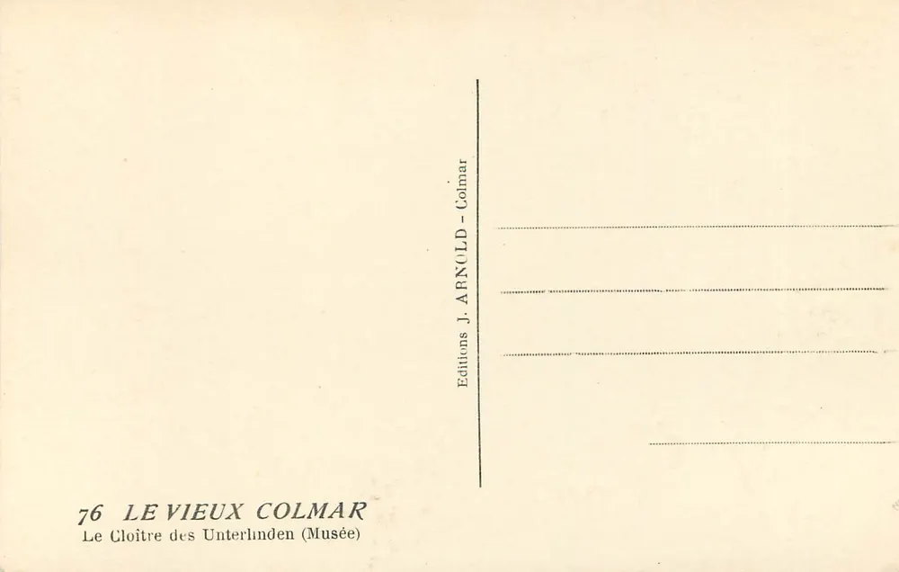 O Cloister dos Unterlinden — Colmar — Edições J. ARNOLD - Verso