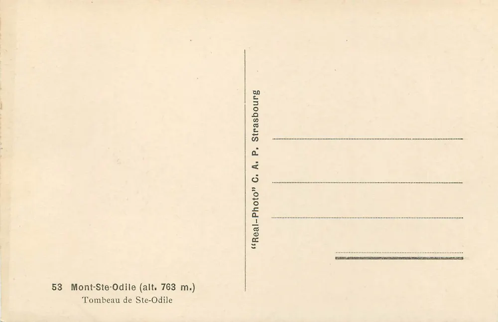 Túmulo de Santa Odila — Mont-Sainte-Odile (alt. 763 m.) — C. A. P. Strasbourg - Verso