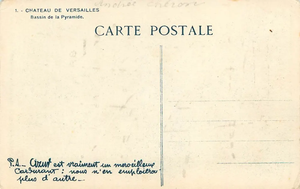 Castelo de Versalhes — Lago da Pirâmide — Cl. T. C. F. - Verso