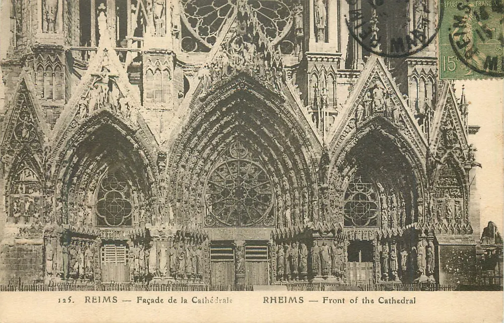Reims — Facha da Catedral — MP Le Dèley, Paris, n°125 - Frente