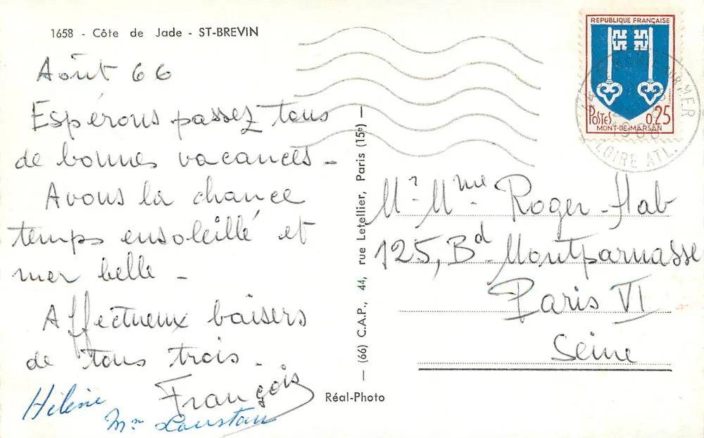 St-Brévin — La plage, les pins et le voilier — Godefroy Miniature, Blisseau Paysagiste - Verso