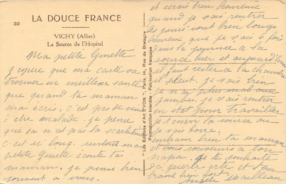 Die Quelle des Krankenhauses — Vichy (Allier) — Les Éditions d'Art VYON, Paris - Rückseite