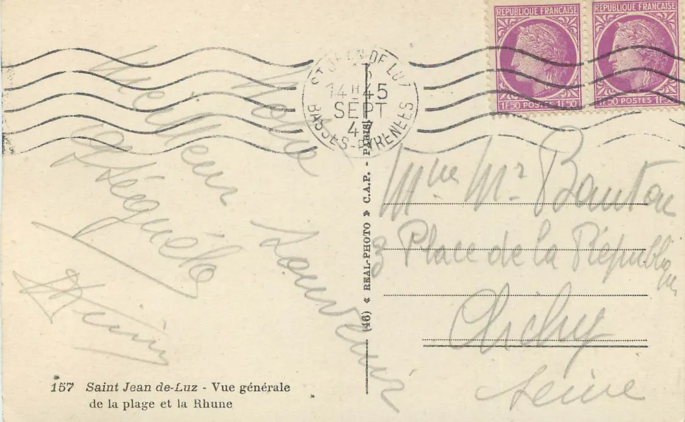 Saint Jean de Luz — Allgemeine Ansicht der Strand und der Rhune — REAL-PHOTO C.A.P. n°157 - Rückseite