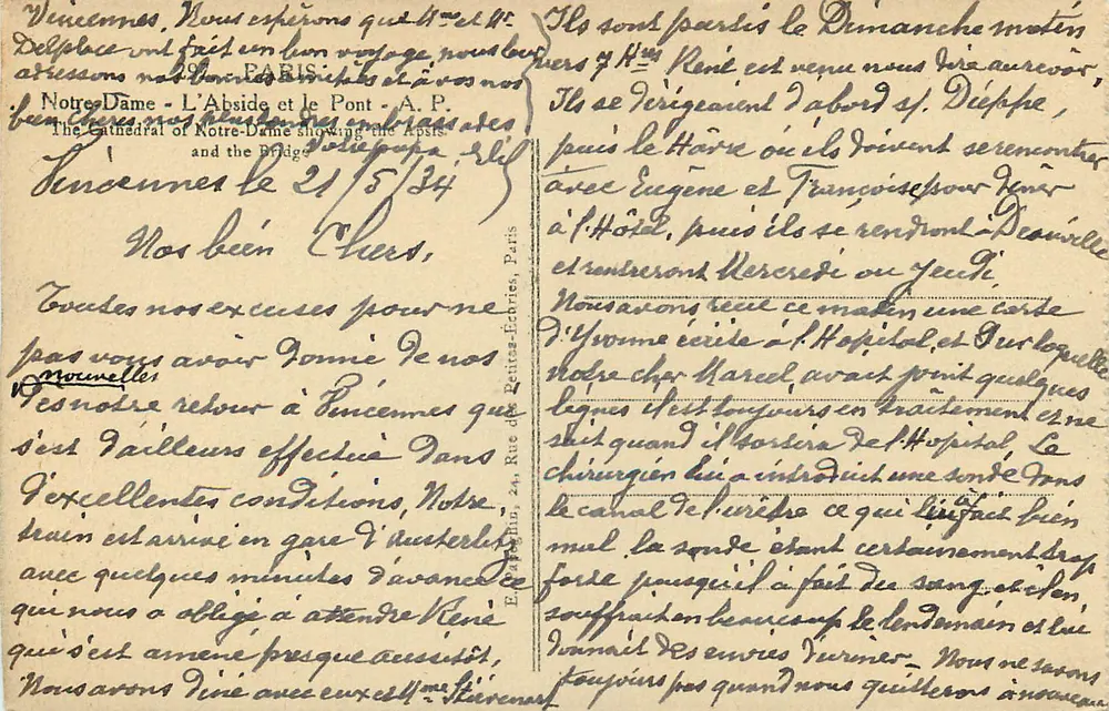 Notre-Dame de Paris — A Abside e o Ponte — A.P. (editor desconhecido, número de série não visível) - Verso